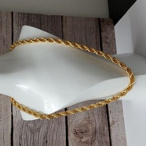18K Gold Rope Twisted Rope Italian Plated (?) Necklace